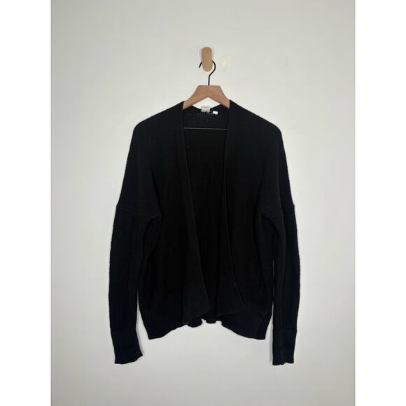 Gap Black Cardigan Sweater Large Chunky Knit V Back Minimalist - Picture 2 of 9